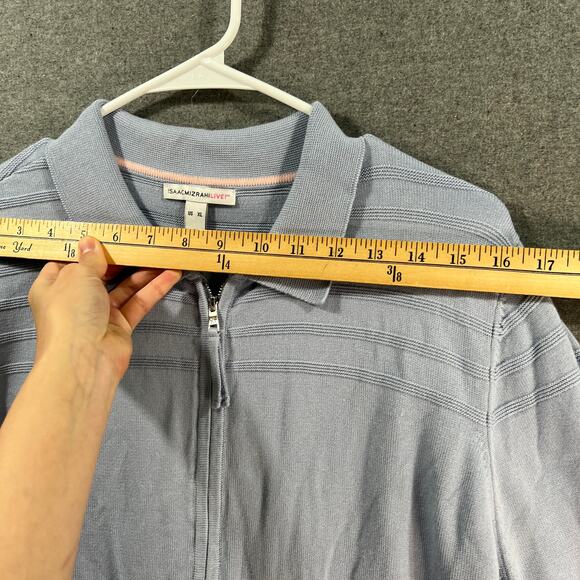 Isaac Mizrahi Live! Zip Front Collared Cardigan Satin Blue Size X-Large - Picture 6 of 8